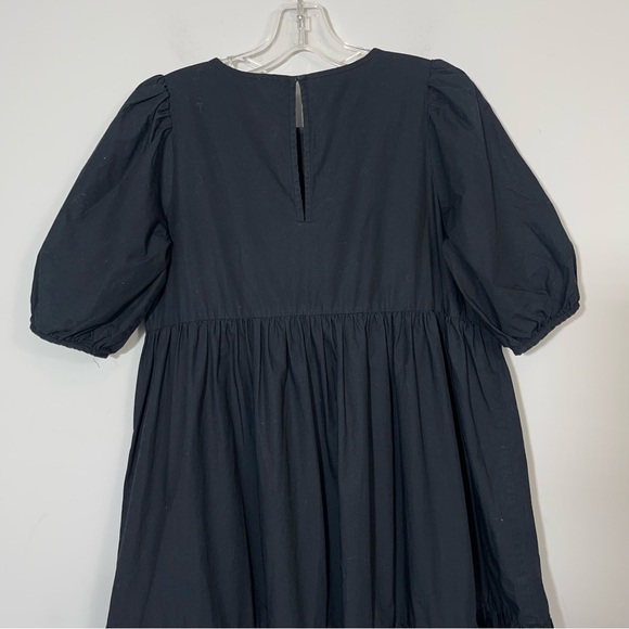 Aritzia Wilfred Rengo Dress Puff Cap Sleeve Tiered Cotton Black Maxi Midi Boho S - Picture 8 of 14
